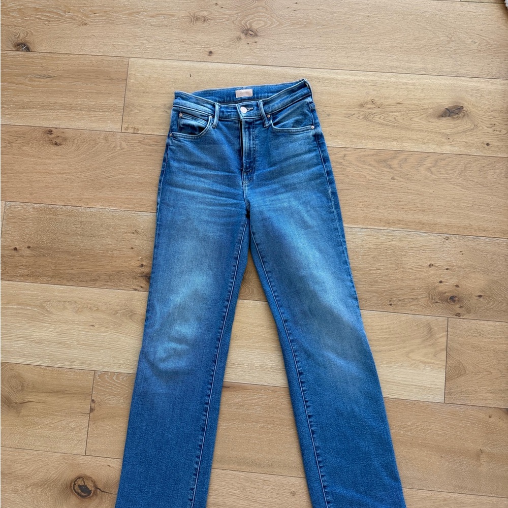 MOTHER Women's Straight Leg Blue Jeans